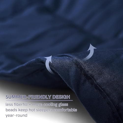 YnM Exclusive Weighted Blanket, Soothing Cotton, Smallest Compartments with Glass Beads, Bed Blanket for One Person of 110lbs, Ideal for Twin/Full Bed (48x72 Inches, 12 Pounds, Navy) view 6