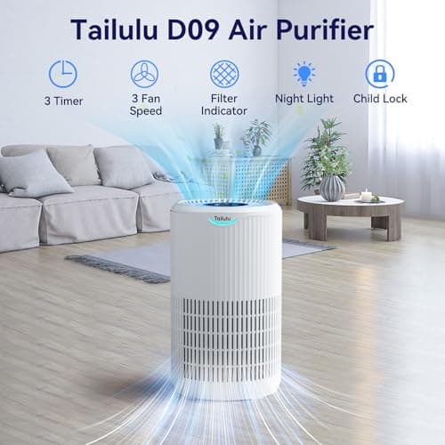 Air Purifiers for Home Large Room Up to 1680 Ft², Tailulu H13 HEPA Air Filter Cleaner, 360° Air Intake & Outlet,Smoke Dust Pollen,15dB Sleep Mode Air Purifiers for Bedroom Living Room, Kitchen, Office view 2