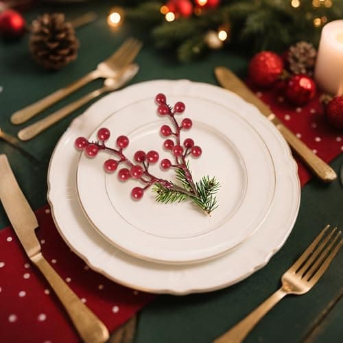 Kanxinr 50Pack Christmas Tree Decorations Artificial Berry Stems Red Berry Picks for Xmas Winter Holiday Home Centerpieces and DIY Flower Arrangements Ornaments view 6