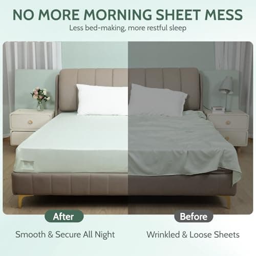 Sheet Holders - Bed Sheet Holders for Corners Heavy Duty Fitted Sheet Holders Keep Sheets Firm & Tight Bed Sheet Grippers Lock Bed Sheets Holders for All Mattress Sizes Bedsheet Clips Easy Setup view 4