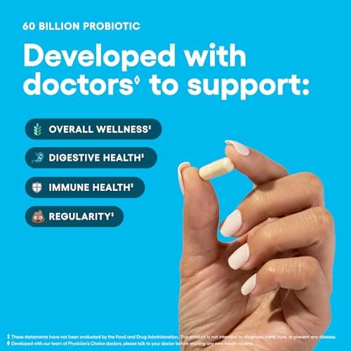 Physician's CHOICE Probiotics 60 Billion CFU - 10 Strains + Organic Prebiotics - Immune, Digestive & Gut Health - Supports Occasional Constipation, Diarrhea, Gas & Bloating - for Women & Men - 30ct view 3