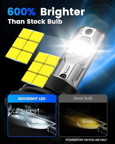 NOVSIGHT 9007 Fog Light Bulbs - Super Bright 9007/HB5 Fog Bulbs Dual Beam With Cooling Fan, 3-Min Fast Installation, Plug and Play, 6500K White, Pack of 2 view 2