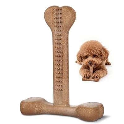 JoviQ Dog Chew Toy for Aggressive Chewers T-Shaped Tough Dog Bone Toys for Small Medium Large Breed to Keep Them Busy (Small-Under 20LBS, Bacon Flavored)