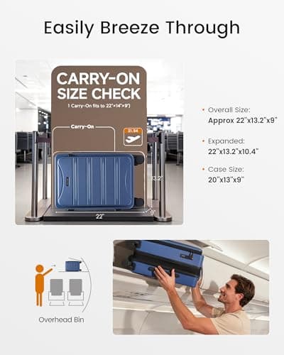 LOVEVOOK Carry On Luggage Airline Approved,20 Inch Expandable Hard Shell Suitcase with Spinner Wheels,Small Rolling Carry-on Suitcases with TSA Lock & Cup Holder view 2