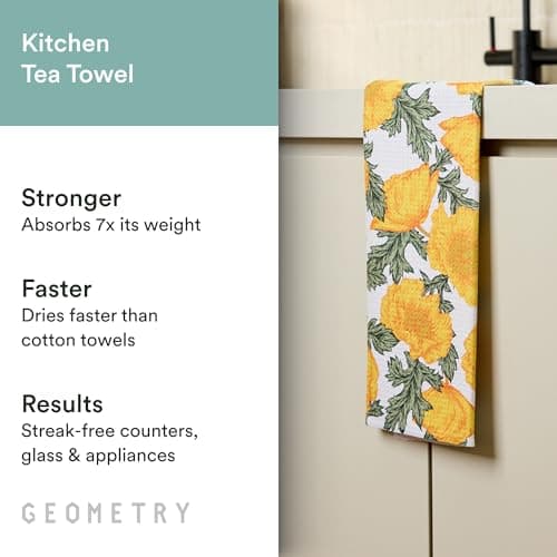 GEOMETRY Tea Towels – Spring & Summer Collection – Quick-Dry, Ultra-Absorbent, Reusable Microfiber Kitchen Towels for Drying & Cleaning - Field of Gold - 1 Pack view 3