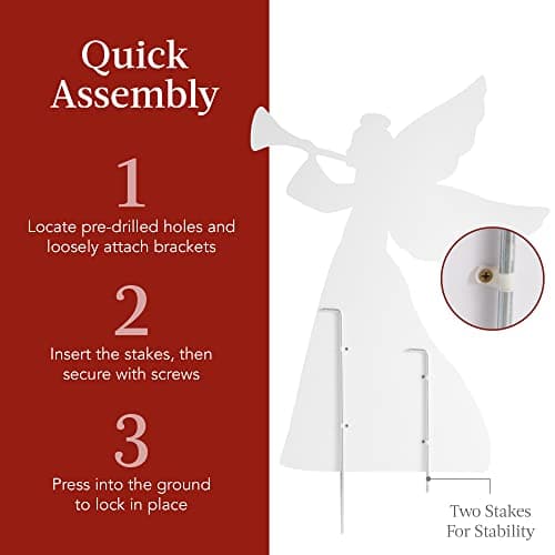 Best Choice Products 3ft Set of 2 Outdoor Christmas Angel Yard Decorations, Weather-Resistant PVC Décor for Lawn, Garden, Display w/ 4 Ground Stakes view 5