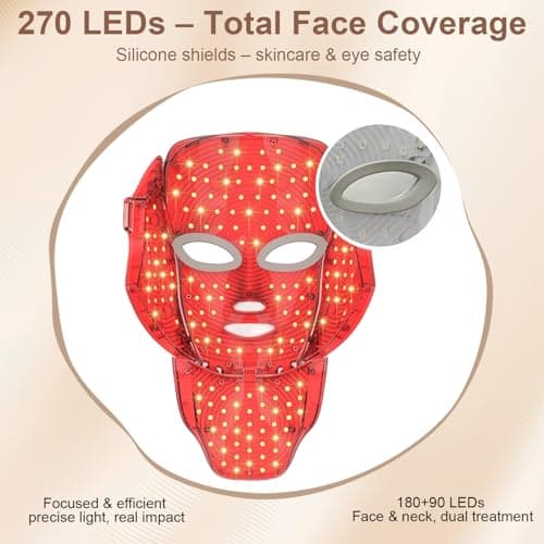 SAMIGENERY 7-Color LED Facial Mask, Red Light Therapy for Face and Neck, At-Home Beauty Device view 2