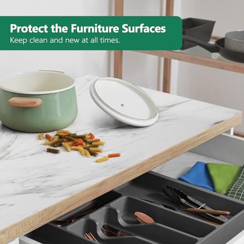 CLENAT Shelf Liner, Cabinet Liners for Kitchen Drawers Non-Adhesive, 11.8" W x 354.3" L Waterproof Plastic Paper, Durable EVA Cabinet Mat for Shelves, Refrigerator, Pantry, Cupboard, Ribbed Marble view 4