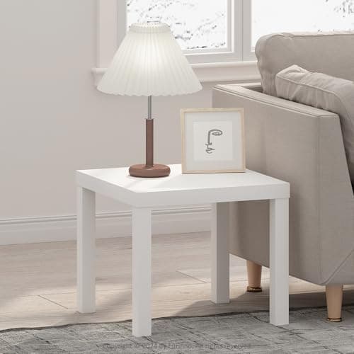 Furinno Classic Coffee Table, Square Modern Coffee Table with Triple Thick Tabletop, Simple Side Table with 4 Legs, for Living Room, Bedroom, Home Office, White view 3