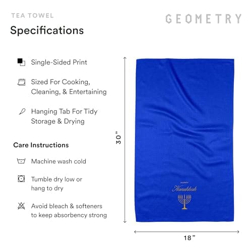 GEOMETRY Christmas Kitchen Towels - Quick Dry Microfiber Cloth Dish Towels for Kitchen Drying - Premium Quick Dry Towel (Happy Hanukkah, 1 Pack) view 2