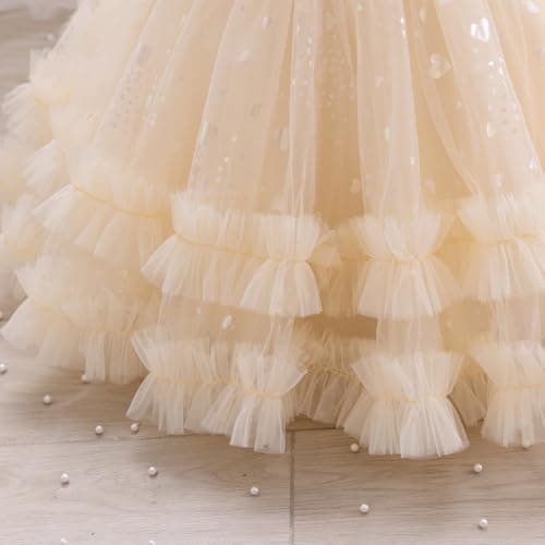 EULIMENE Girls Heart Sequins Dress Shiny Tulle Pageant Princess Wedding Birthday Party Prom Dress 9M-8Y view 6