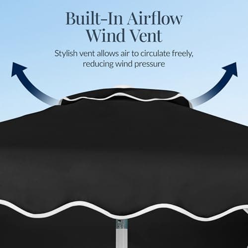 Best Choice Products 7.5ft Patio Market Umbrella with Wavy Trim, UV-Fade-Resistant 210g Canopy, Crank & Tilt, Wind Vent, Heavy-Duty Frame - Black view 6