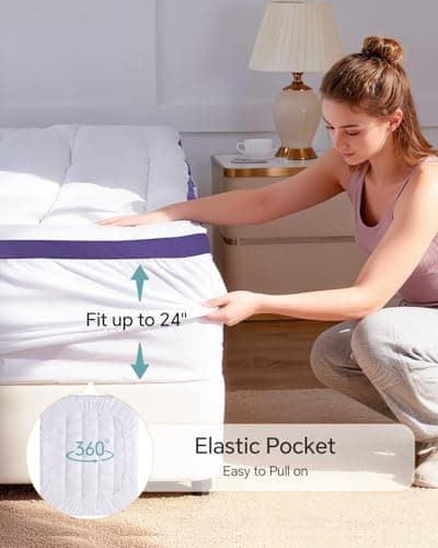 ChiXpace Dual Layer 4 Inch Memory Foam Mattress Topper Queen - 2 Inch Gel Memory Foam and 2 Inch Pillow Top Mattress Pad, 7-Zone Egg Crate Queen Size Mattress Topper (White) view 5