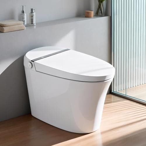 EIYHOME Smart Toilet,One Piece Toilet with Auto Open Close, Auto Flush, Foot Sensor Operation, Heated Seat，Warm Water & Dryer，Night Light，LED Display,White Remote Control — image 1