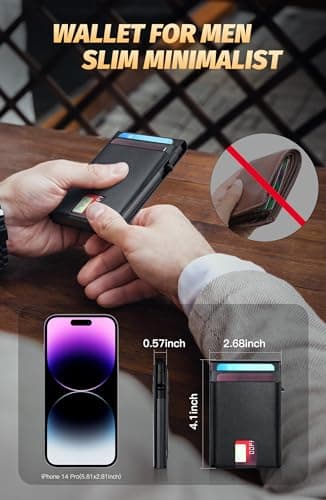 FIYUM Wallet for Men, Mens Wallet with Magnetic Removable Credit Card Holder Pop Up Smart RFID Blocking Slim Leather Cash Slots ID Windows Minimalist Wallet view 5