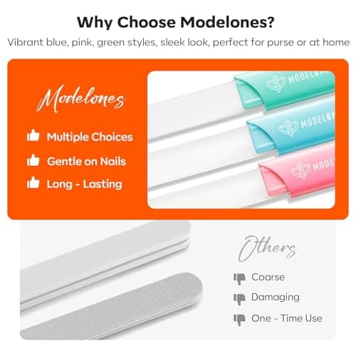Modelones Cuticle Remover Kit Glass Nail Files, 3 PCS Crystal Glass Nail Files with 180/240 Grit, Double-Sided Reusable Sandblasted Fingernail Buffers Nail Shaper & Smoother for Home Manicure view 4