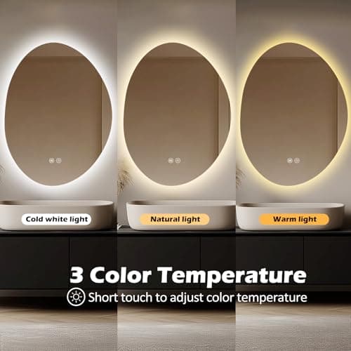 Yoding LED Bathroom Mirror with Lights 25x33 Inch, Stepless Dimmable Backlit Vanity Mirror with 3 Colors, Anti-Fog, Memory, Al-Alloy Lampshade, Frameless Smart Mirror (Horizontal/Vertical) view 4