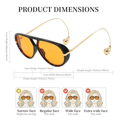 BOBUXLIIN Oversized Retro Large Aviator Sunglasses for Women Tangle Free UV400 Protection Metal Trendy Frame Shades 2026 view 5