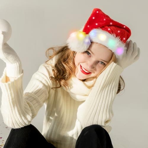 Santa Hats Adults & Kids, 2-pack LED Christmas Hats with Lights view 6
