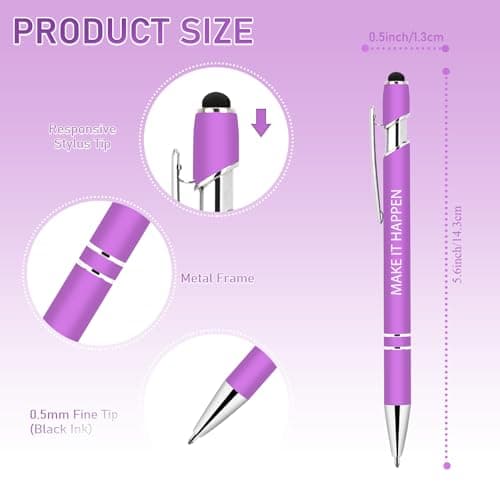 Luxeviss 10 Pcs Inspirational Pens Bulk - Motivational Ink Ballpoint Pen with Quotes Stylus Tip Nurse Gifts for School Coworkers Office Supplies Black Ink view 2