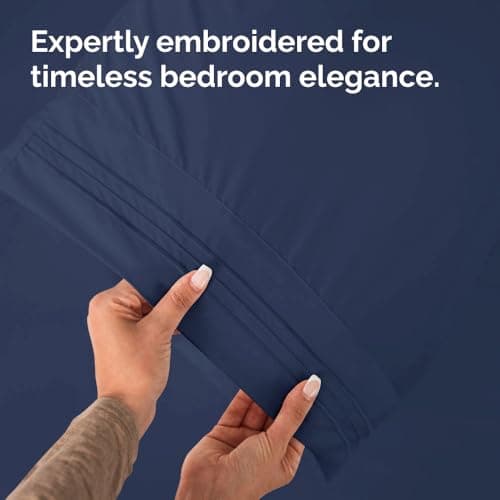 King Pillow Cases Set of 2 - Ultra Soft Hotel Quality Pillowcase Covers - Comfy, Cozy & Wrinkle Free - Shrinkage, Stain & Fade Resistant - Machine Washable Pillow Protectors - 2 Piece Set - Navy Blue view 6