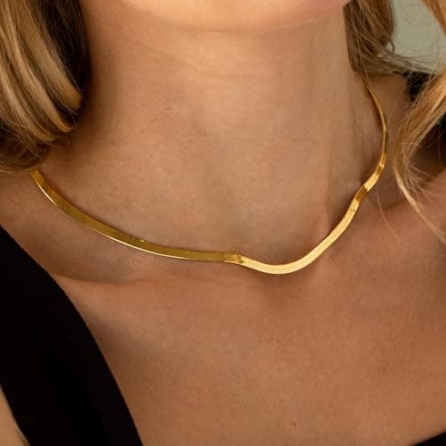 JNZSSWHJJH Gold Chain Necklace for Women - 18K Gold Plated Gold Chain Necklace Layered Herringbone Rope Snake Paperclip Chain Necklaces Dainty Gold Chain Necklace for Women Gold Jewelry Gifts view 4