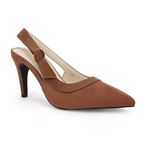 Coutgo Women's Pointed Toe High Heels Slingback Bowknot Formal Pumps Dress Shoes — image 1