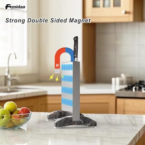 Fomidao Magnetic Knife Block,Stainless Steel Magnetic Knife Holder Stand for Kitchen Counter,Strong Double Sided Magnet Knife Storage Rack view 3