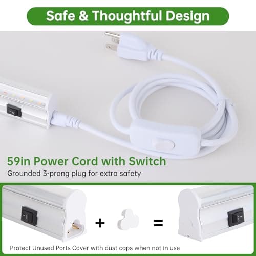 DingChen T5 Grow Lights, 2FT 120W (8×15W, 1000W Equivalent), Full Spectrum Grow Lights for Indoor Plants, 4000K, Plug and Play, Easy to Install, for Greenhouse & Plant Shelves (8 Pack) view 5