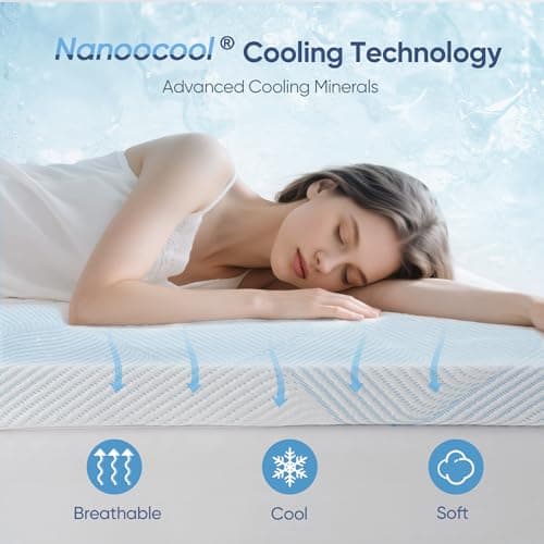 3 Inch Queen Size Gel Memory Foam Mattress Topper High Density Cooling Pad Pressure Relief Bed Topper with Removable & Washable Cover - Nanoocool™ view 2