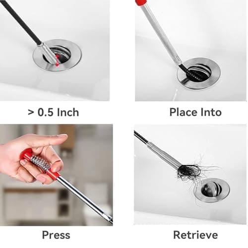 Drain Snake for Hair Clogs, 78 Inch Plumbing Auger Tool with Hook, Toilet Drain Clog Remover for Tub Pipes view 6