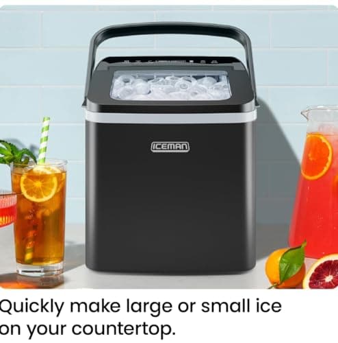 ICEMAN Dual-Size Ice Maker Countertop - Portable Ice Machine, Large and Small Ice Machine Maker with Self Cleaning, 9 Cubes in 7 Mins, 22lbs/24hrs, for Home, Kitchen, Office, Party, Ice Scoop Included view 2