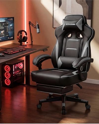 GTPLAYER Gaming Chair for Adults, Big and Tall 350LBS Heavy Duty Office Chair, Ergonomic High Back Lumbar Support and Recliner for Back Pain Relief, Sky Gray view 2