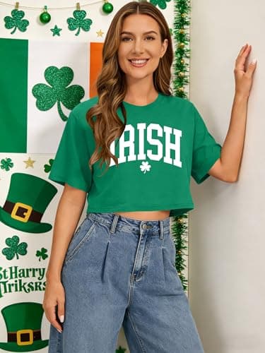 Ithalt St Patricks Day Shirt Women Lucky Irish Shamrock Tshirt Saint Patricks Day Tee Tops Green Long Sleeve Shirts view 2