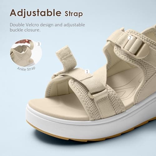 Vilanva Womens Orthopedic Walking Sandals with Comfortable Arch Support Recovery Sport Relief Plantar Fasciitis Outdoor Hiking Adjustable Strap Platform Cushion Hiking Water Sandals for 2026 Summer Trendy Outfits view 4
