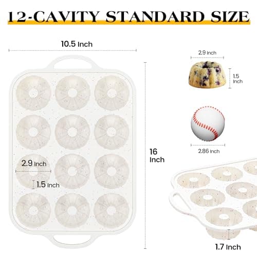 AOTASO 3 Inch Silicone Mini Fluted Tube Cake Pans with Metal Reinforced Frame, 12-Cavity Non-Stick Mini Flan Molds for Daily & Holiday Desserts (1 Pack) view 2