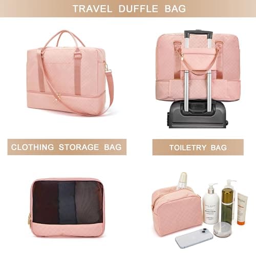 Travel Duffle Bag for Women Carry on Bags Overnight Weekender Bags Toiletry Hospital Gym Bag with Shoe Compartment 3pcs Set view 6
