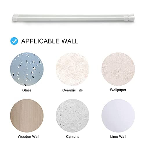 Upgrade Tension Rod, OEH Tension Rods, No Drilling Rustproof Tension curtain rod, Spring Adjustable Tension Rods for Window, Bathroom, Closet, Kitchen, Doorway, 0.9" Diameter (28"to 48"-2PCS) view 6