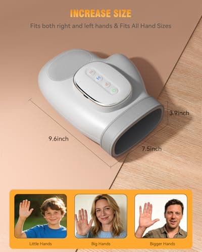 Hand Massager with Heat and Compression: 2026 New Cordless Electric Hand Massage for Arthritis Carpal Tunnel, 3 Modes 3 Heat Levels 5 Compression Wrist Finger Massager, Gifts for Women Men, Grey view 4