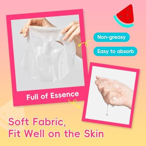 QUIYUM 14 Pack Watermelon Niacinamide Sheet Mask - Hydrating Facial Masks for All Skin Types, Skincare Set, Spa Gift for Women & Teens view 7