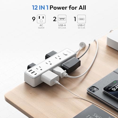 NTONPOWER Desk Clamp Power Strip 10 FT, 30W USB C Fast Charging Station view 2