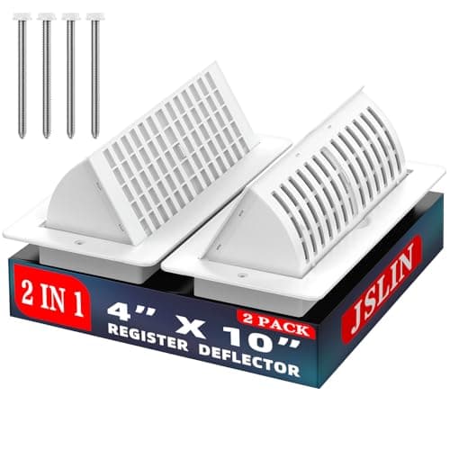 Floor Vent Covers with Vent Deflector, Adjustable Floor Register 4x10, Air Vent Deflector Includes Mounting Screws for Floor Wall & Ceiling for Easy Install, 2 in 1 Floor Vents, White, 2 Pack — image 1