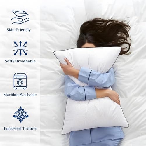 JOLLYVOGUE Standard Pillows Set of 2, Cooling and Supportive Pillows Full Size Set of 2 for Side and Back Sleepers, Down Alternative Hotel Collection Sleeping Pillow view 6