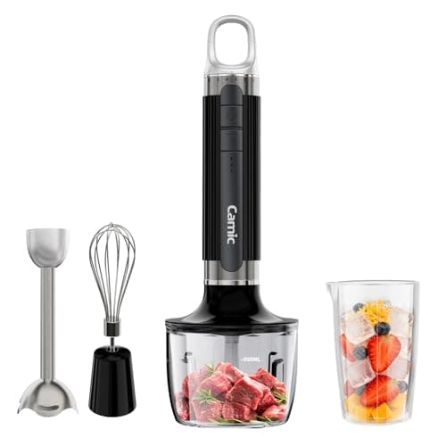 Cordless Immersion Hand Blender with Charging, 4 in 1 Hand Blenders Set,6-Speed Turbo, Wall-Mountable Design, Includes Chopper, Whisk & Frother for Soup, Baby Food & Smoothies (Black) view 1