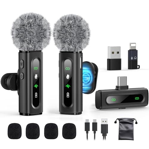 USB C Lavalier Microphone Wireless Mini Mic for Type-C Android Phone/Tablet/PC Video Recording Clip-on Mics with Rotatable Clip&Denoise Recording, Ideal for Vlog Tiktok Youtube Podcast Content Creator