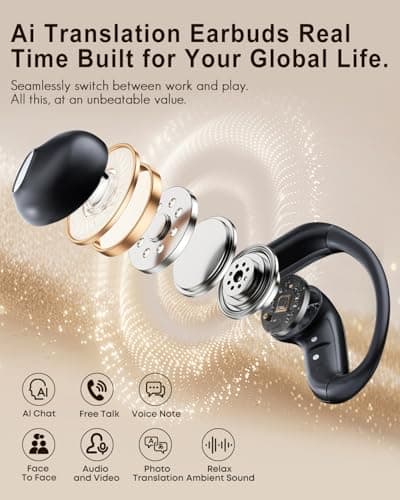 GNZUQ Translation Earbuds, Ai Translation Earbuds Real Time, Translation Earbuds with 174 Languages & 90H Playtime, Bluetooth 6.1, Clear Mic, Wireless Earbuds for Business, Travel & Meetings view 3