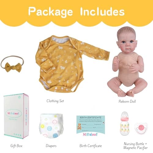 Milidool Lifelike Reborn Baby Dolls - 20 Inch Newborn Baby Doll Girl with Soft Weighted Body, Cute Soft Poseable Realistic Real Life Baby Dolls with Complete Accessories for 3+ Years Old Gifts view 6