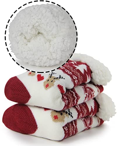 BenSorts Women Winter Thick Slipper Socks with Grippers Non Slip Warm Fuzzy Socks Christmas Gifts view 2