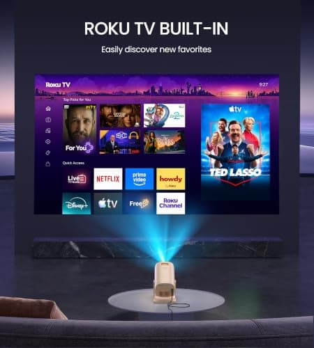 BIGASUO Roku TV Smart Projector with WiFi and Bluetooth view 4