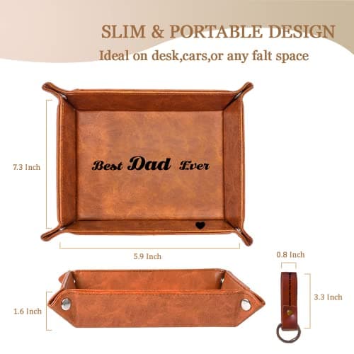 Best Dad Ever Gifts for Dad from Daughter Son Kids,Cool Christmas Birthday Gifts for Dad Who Wants Nothing, Men Valet Tray & Keychain view 3